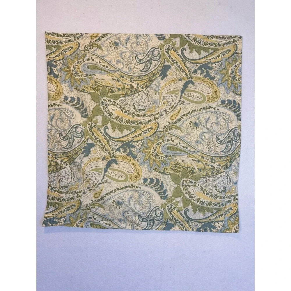 Pottery Barn Single Euro Sham Paisley 100% Cotton Cottage Home Green Yellow Blue